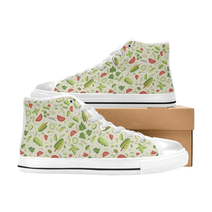 Salad Vegetable Print Design LKS302 High Top Women's White Shoes