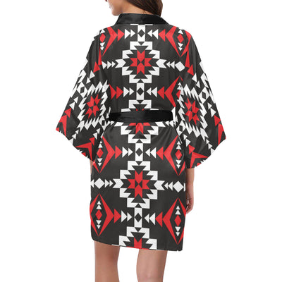 Navajo Pattern Print Design A02 Women's Short Kimono