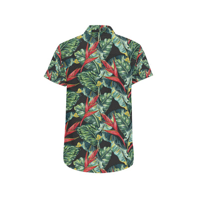 Bird Of Paradise Pattern Print Design BOP06 Men's Short Sleeve Button Up Shirt