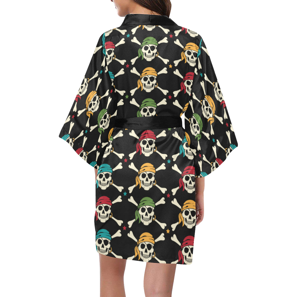 Pirate Pattern Print Design A01 Women's Short Kimono