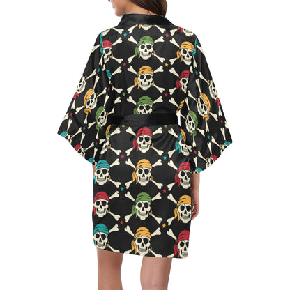 Pirate Pattern Print Design A01 Women's Short Kimono