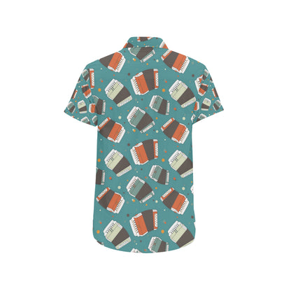 Accordion Pattern Print Design 02 Men's Short Sleeve Button Up Shirt