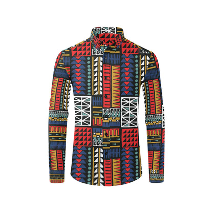 Kente Pattern Print Design 02 Men's Long Sleeve Shirt