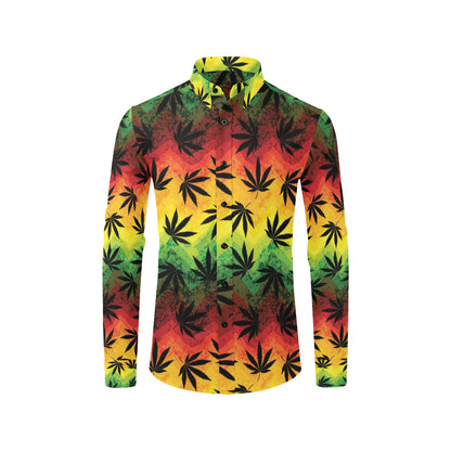 Rasta Pattern Print Design A02 Men's Long Sleeve Shirt
