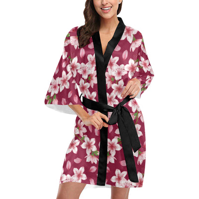 Cherry Blossom Pattern Print Design CB06 Women Kimono Robe