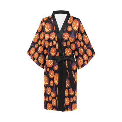 Halloween Pattern Print Design 04 Women's Short Kimono