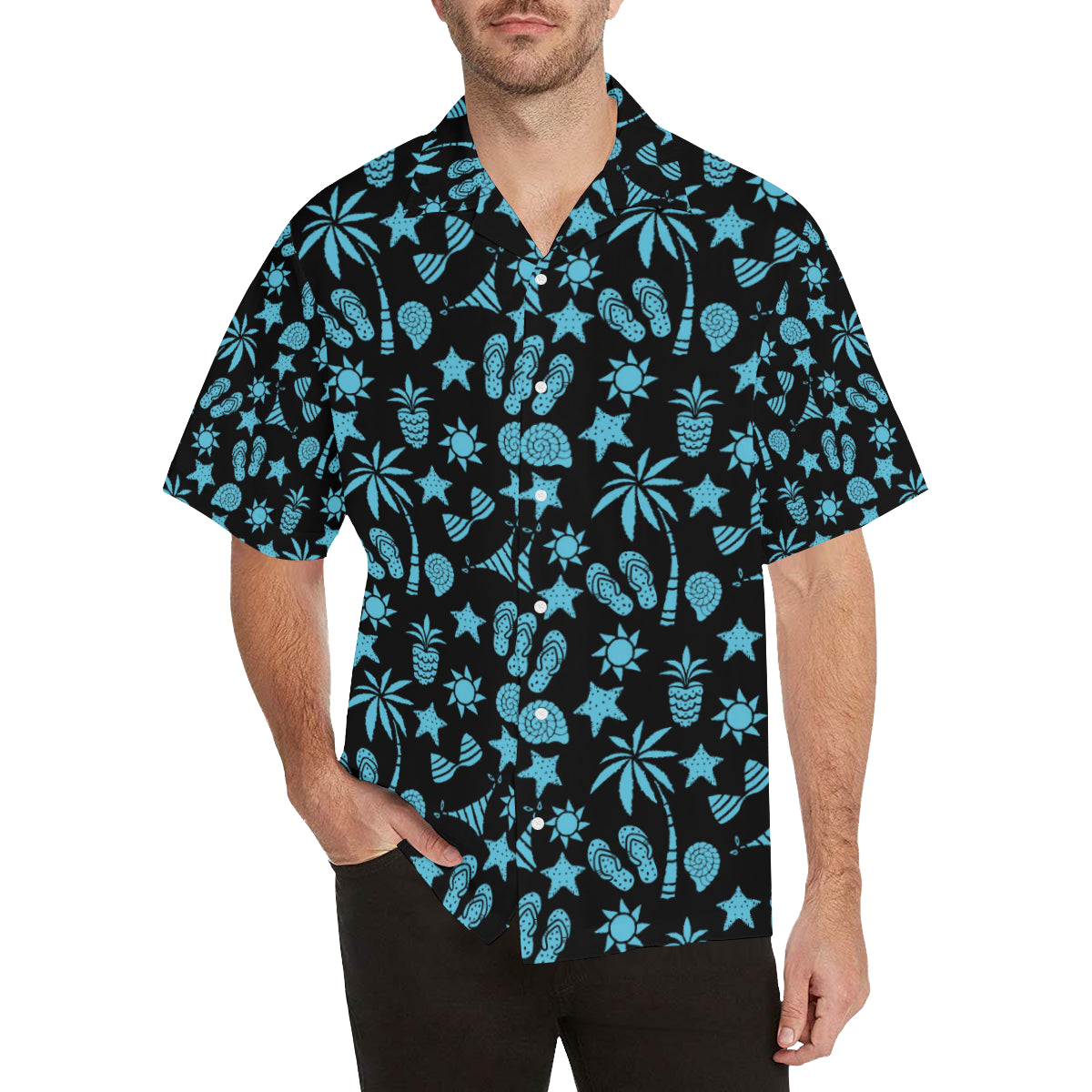 Beach Scene Pattern Print Design 03 Men's Hawaiian Shirt