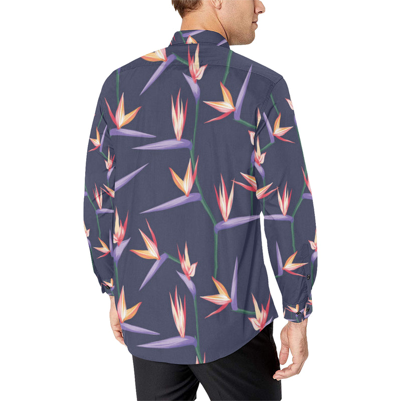 Bird Of Paradise Pattern Print Design BOP015 Men's Long Sleeve Shirt