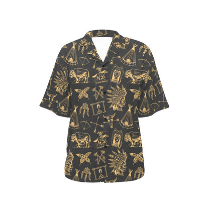 American indian Gold Style Women's Hawaiian Shirt
