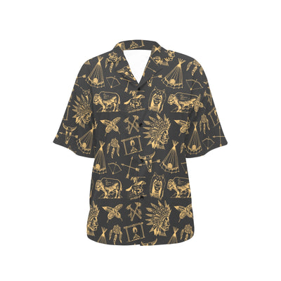 American indian Gold Style Women's Hawaiian Shirt