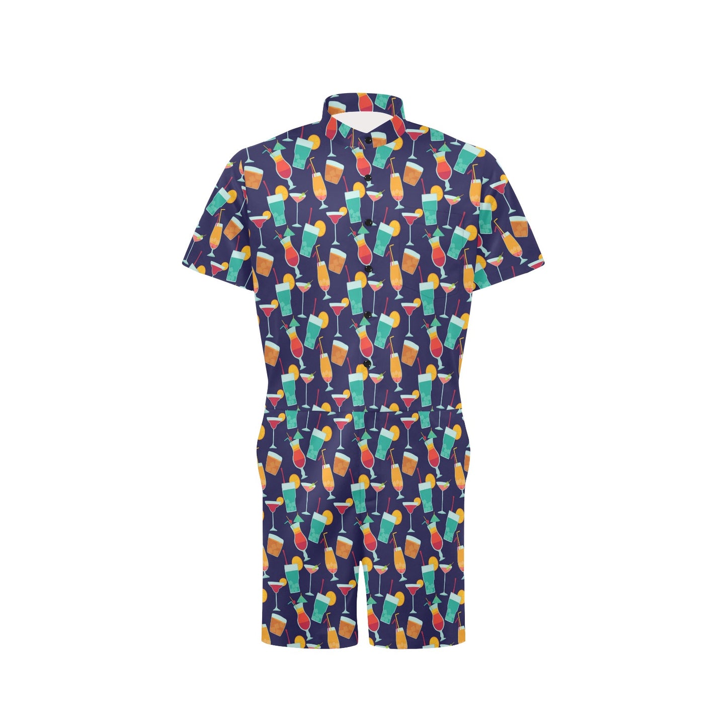 Cocktail Pattern Print Design 06 Men's Romper