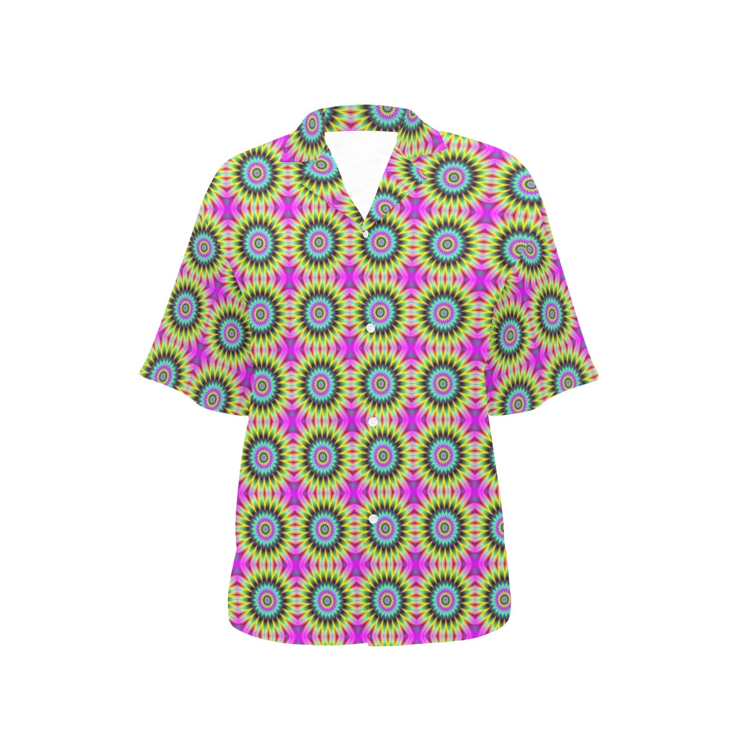 Optical illusion Flower Rainbow Style Women's Hawaiian Shirt