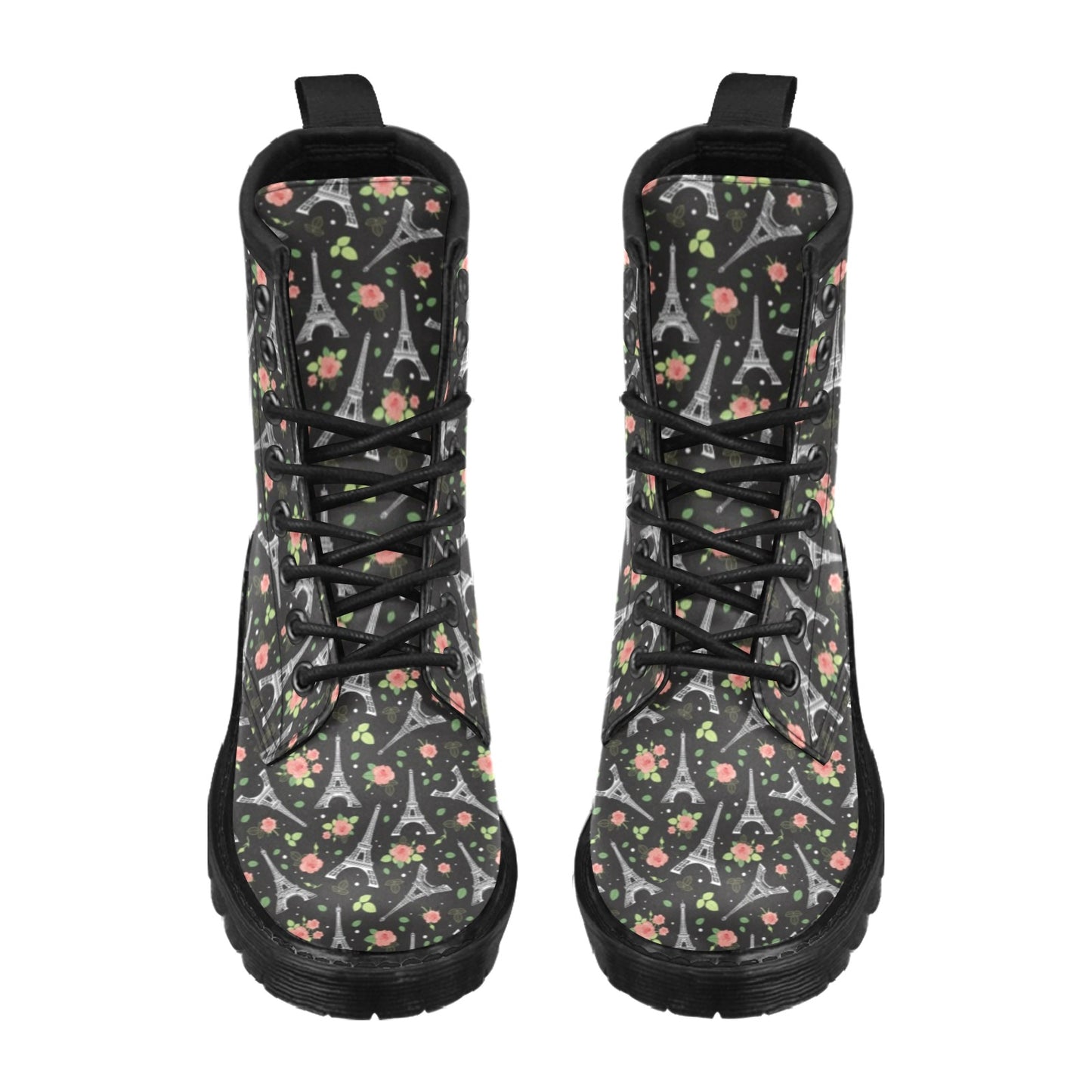 Eiffel Tower Rose Print Women's Boots