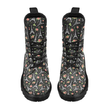 Eiffel Tower Rose Print Women's Boots