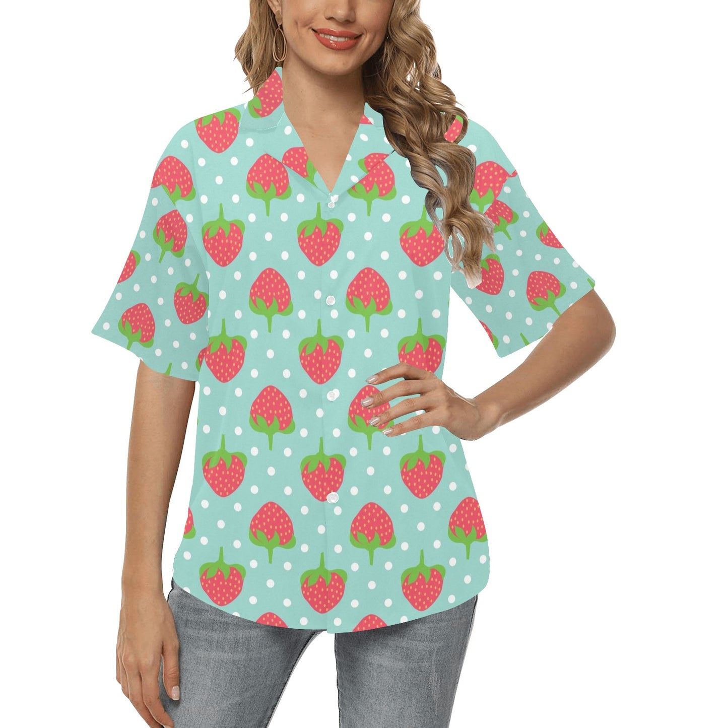 Strawberry Pattern Print Design SB06 Women's Hawaiian Shirt
