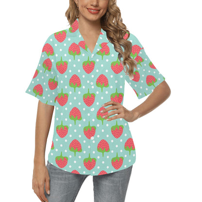 Strawberry Pattern Print Design SB06 Women's Hawaiian Shirt
