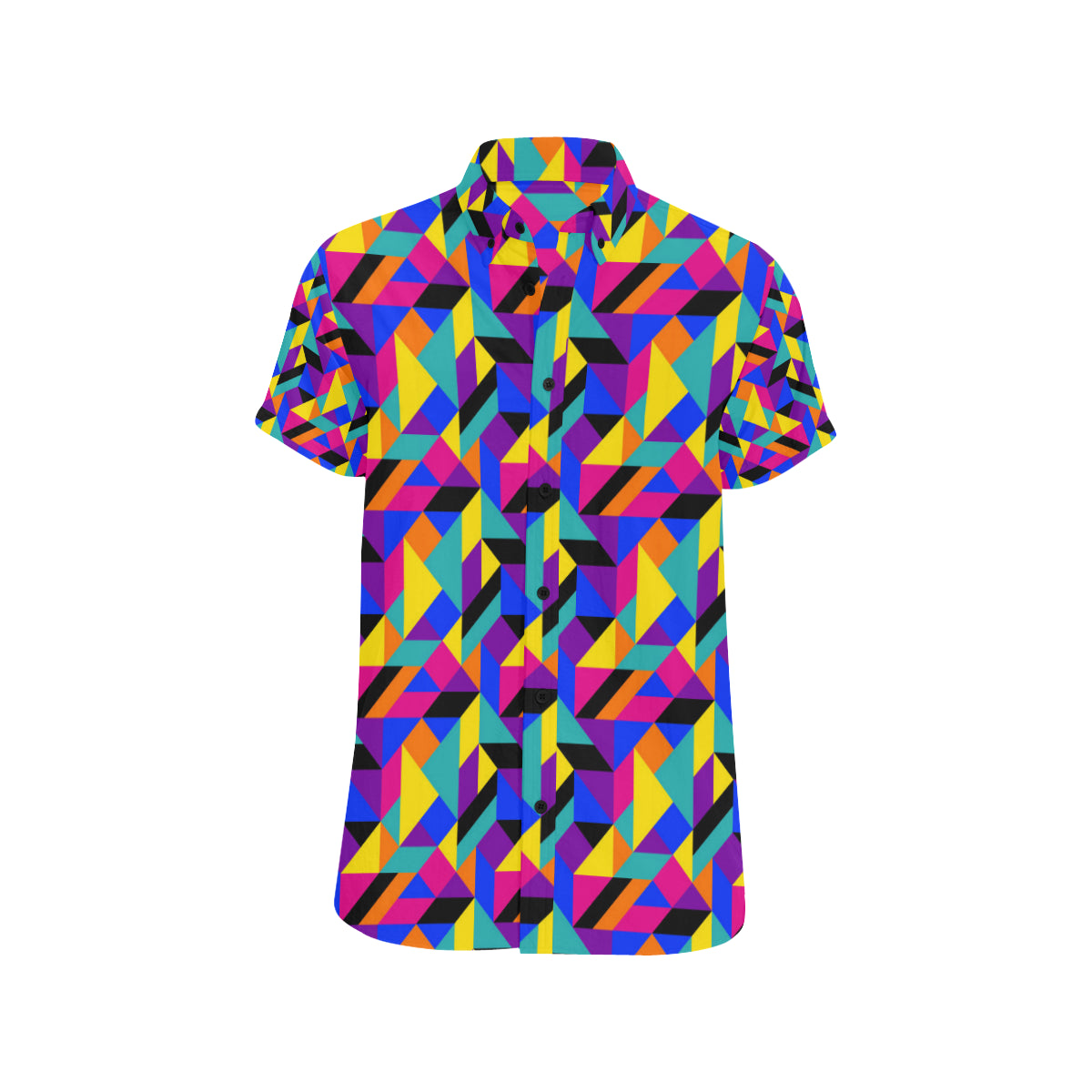 90s Colorful Pattern Print Design 1 Men's Short Sleeve Button Up Shirt