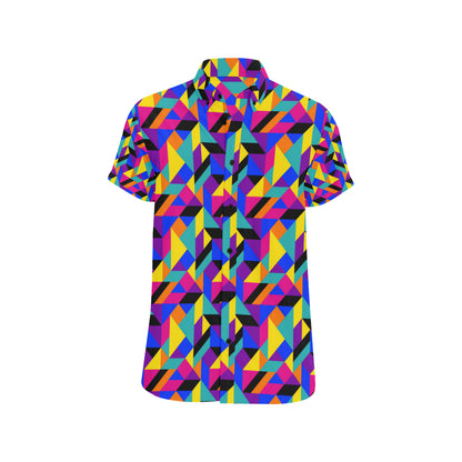 90s Colorful Pattern Print Design 1 Men's Short Sleeve Button Up Shirt