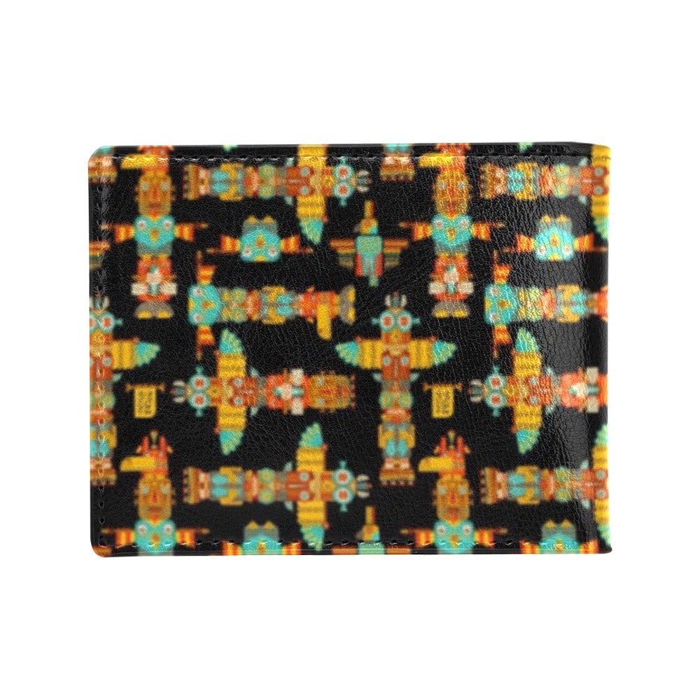 Totem Pole Cartoon Print Men's ID Card Wallet