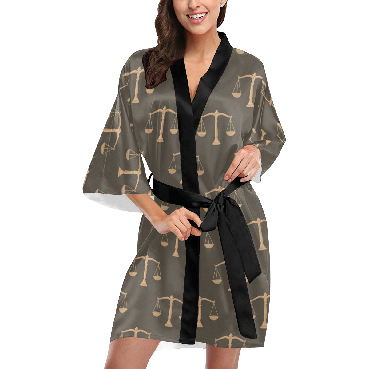 Libra Pattern Print Design 01 Women's Short Kimono