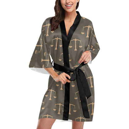 Libra Pattern Print Design 01 Women's Short Kimono