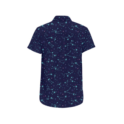 Constellation Pattern Print Design 01 Men's Short Sleeve Button Up Shirt