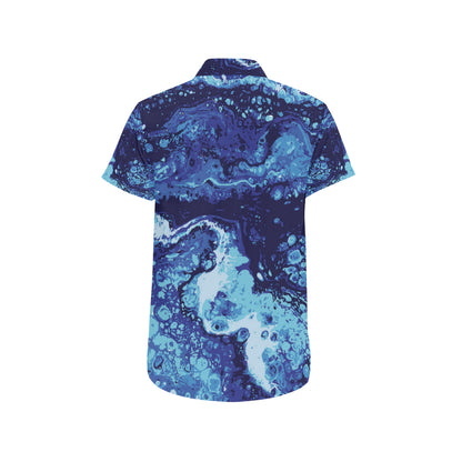 Ocean Liquid Pattern Print Design A03 Men's Short Sleeve Button Up Shirt