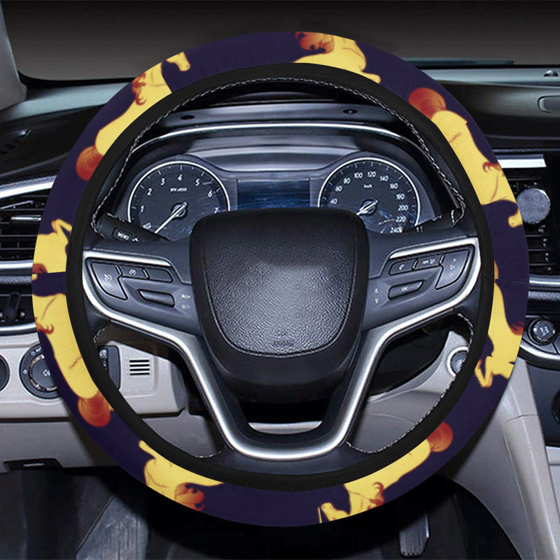 Gold Horse Pattern Steering Wheel Cover with Elastic Edge