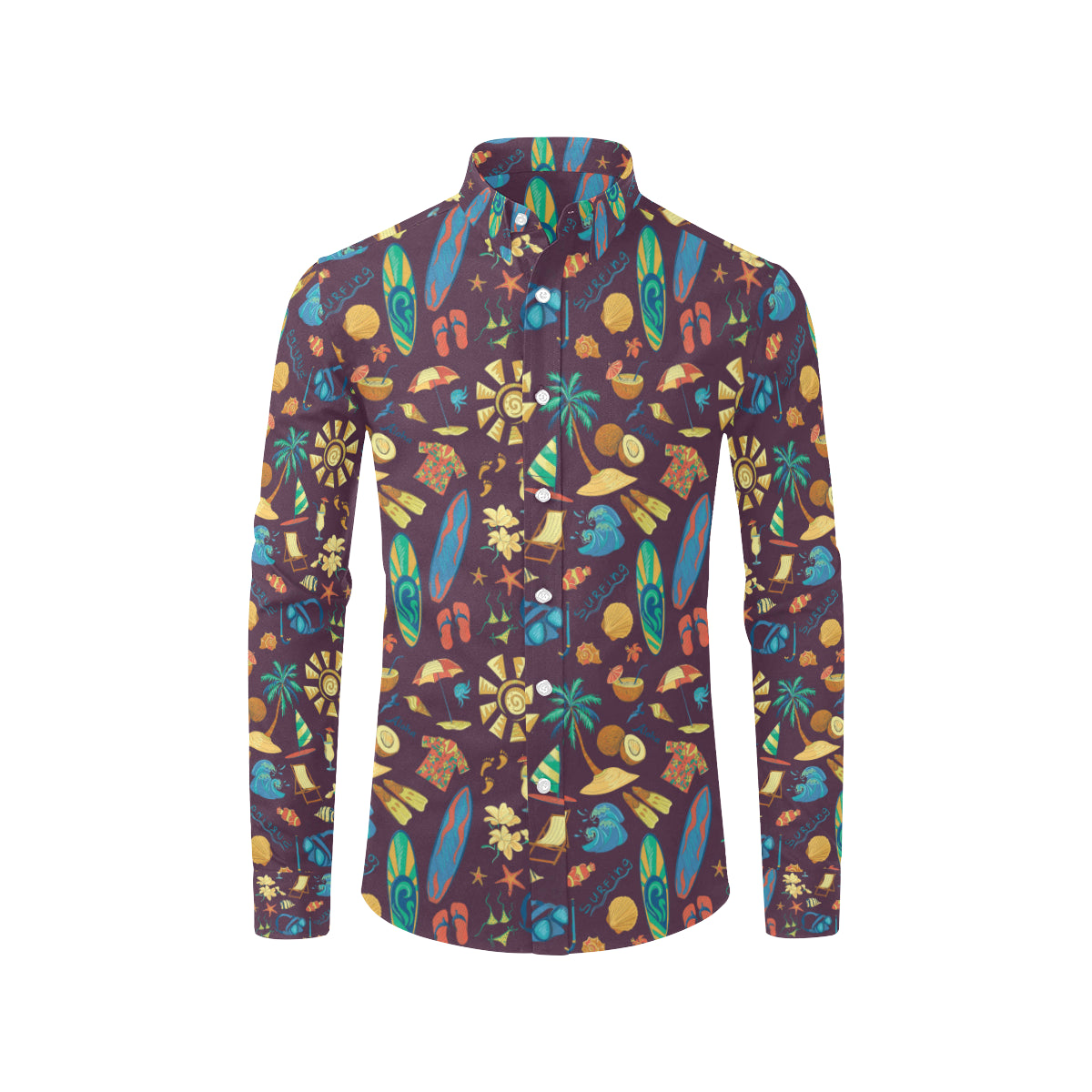 Aloha Hawaii Pattern Print Design 01 Men's Long Sleeve Shirt