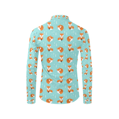 Fox Design Snow Print Pattern Men's Long Sleeve Shirt