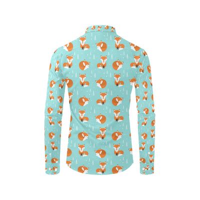 Fox Design Snow Print Pattern Men's Long Sleeve Shirt