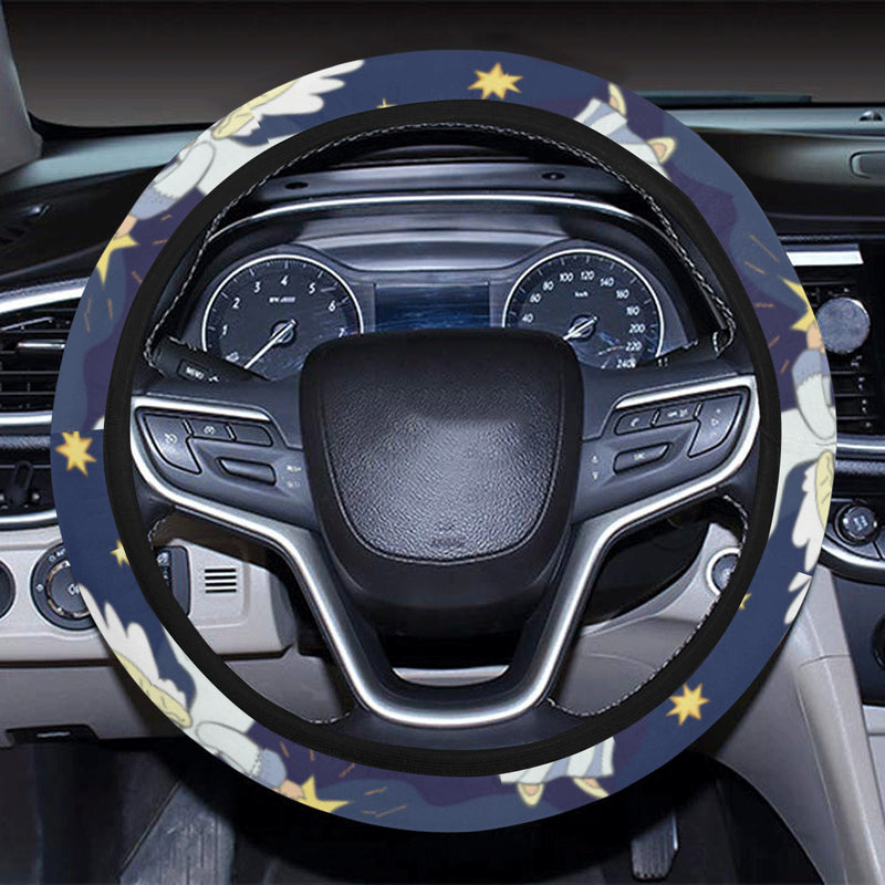 Angel Pattern Print Design 06 Steering Wheel Cover with Elastic Edge