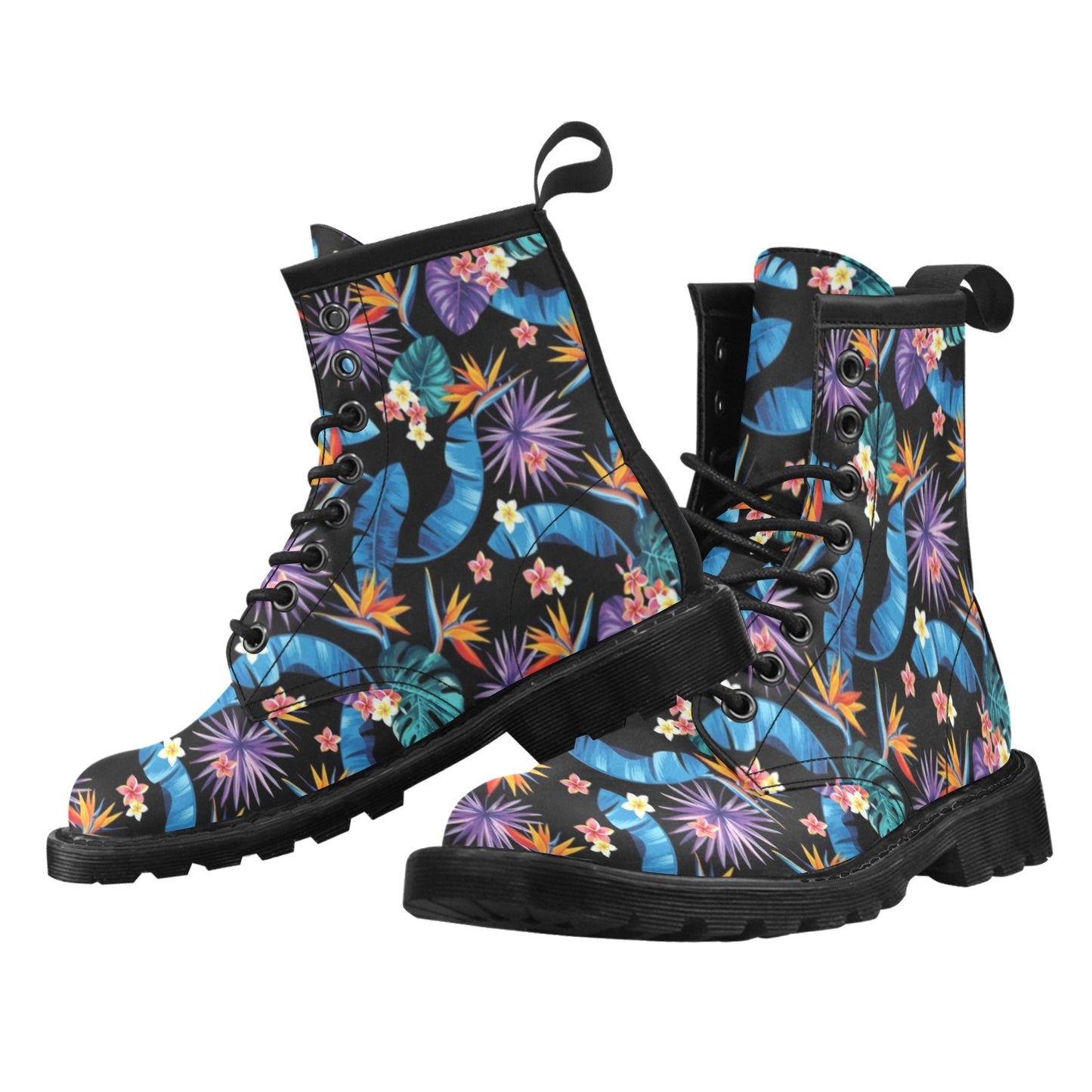Tropical Flower Pattern Print Design TF018 Women's Boots