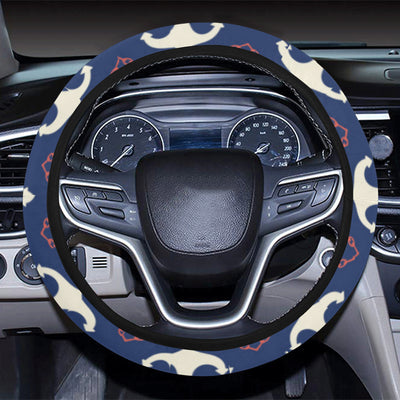 Anchor Pattern Print Design 07 Steering Wheel Cover with Elastic Edge