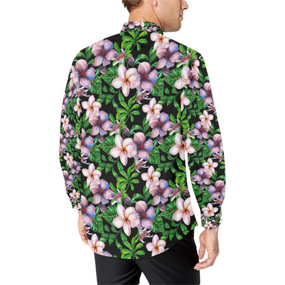 Plumeria Pattern Print Design PM01 Men's Long Sleeve Shirt