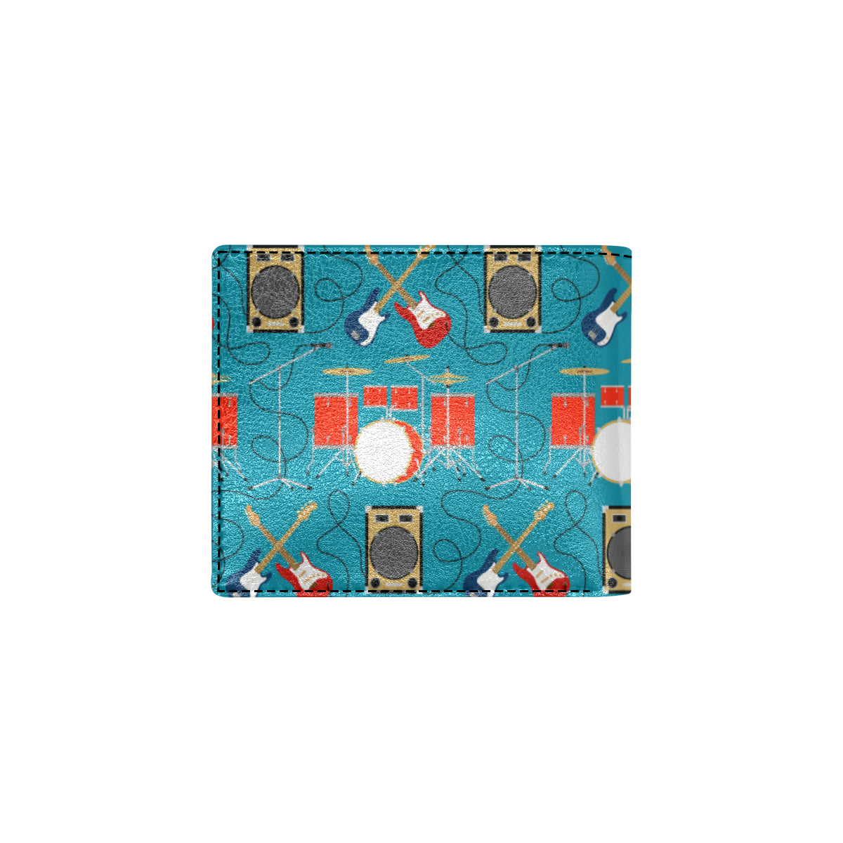 Drum Set Guitar Pattern Print Design 02 Men's ID Card Wallet