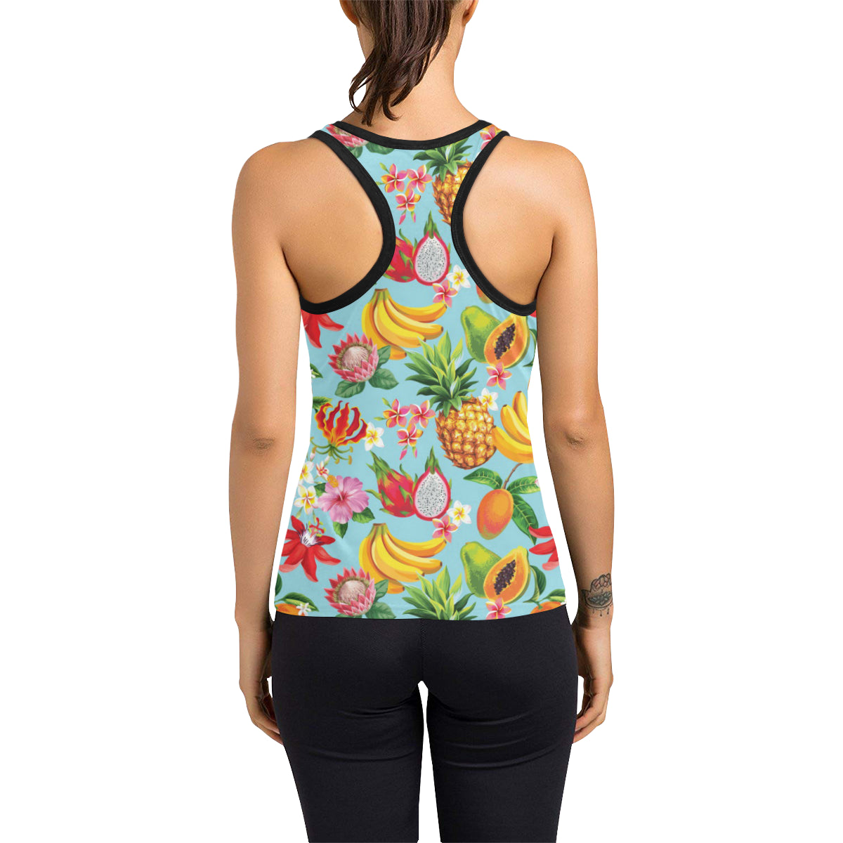 Tropical Fruits Pattern Print Design TF01 Women's Racerback Tank Top