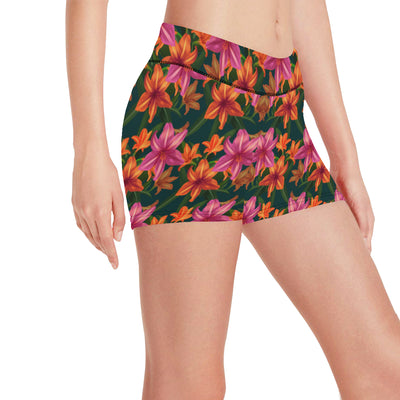 Amaryllis Pattern Print Design AL01 Yoga Shorts