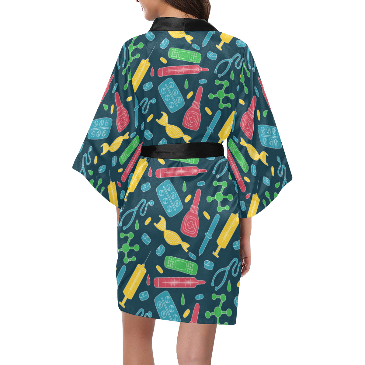 Phlebotomist Pattern Print Design A03 Women's Short Kimono