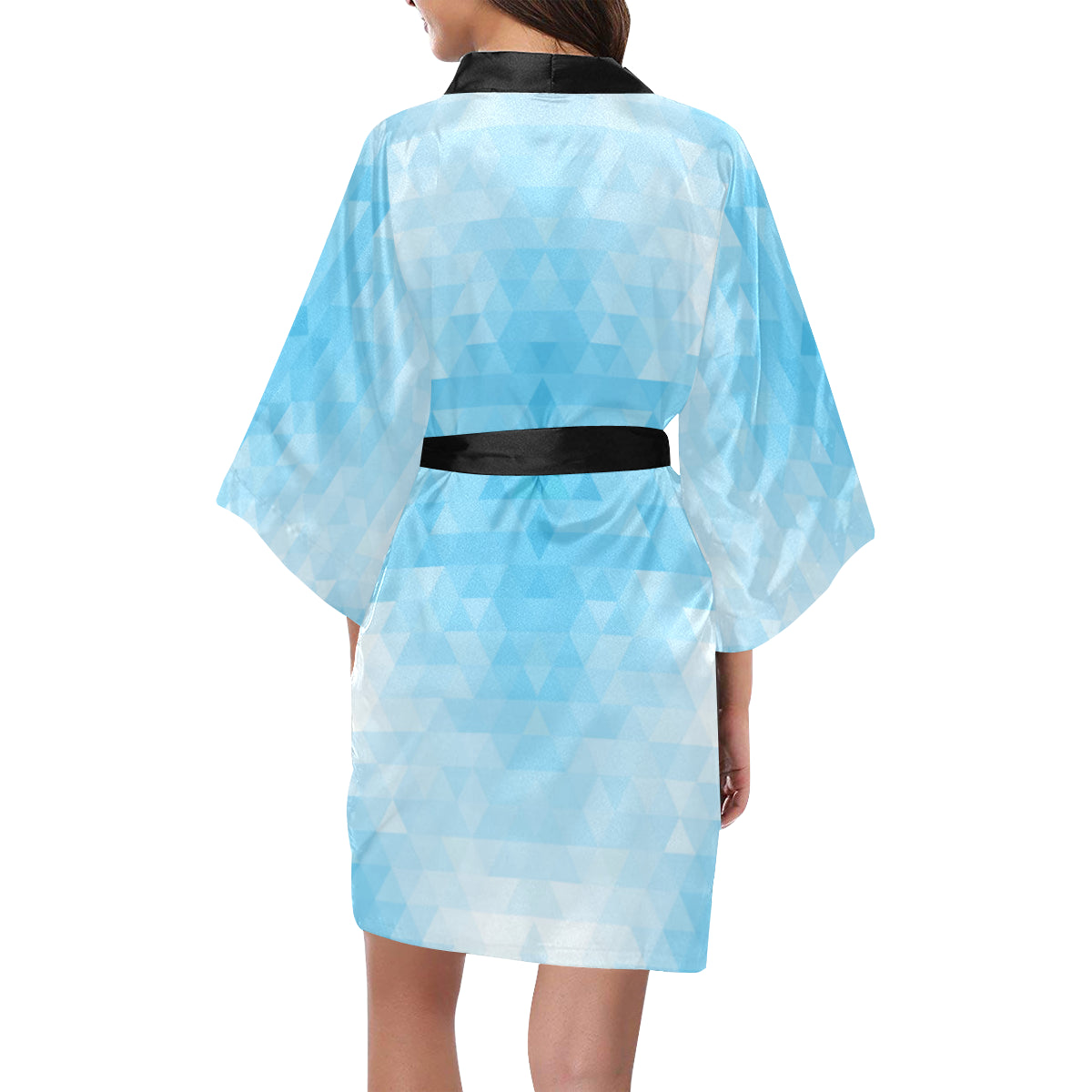 Geometric Blue Pattern Print Design 01 Women's Short Kimono