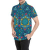 Kaleidoscope Pattern Print Design 04 Men's Short Sleeve Button Up Shirt