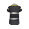 Checkered Flag Yellow Line Style Men's Short Sleeve Button Up Shirt