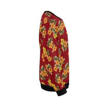 Orange Hibiscus Pattern Print Design HB026 Men Long Sleeve Sweatshirt