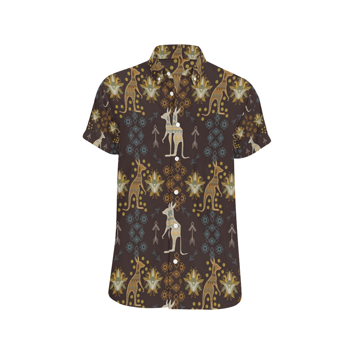 Kangaroos Pattern Print Design 03 Men's Short Sleeve Button Up Shirt