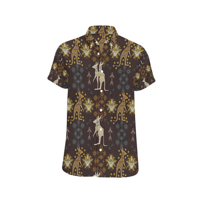 Kangaroos Pattern Print Design 03 Men's Short Sleeve Button Up Shirt