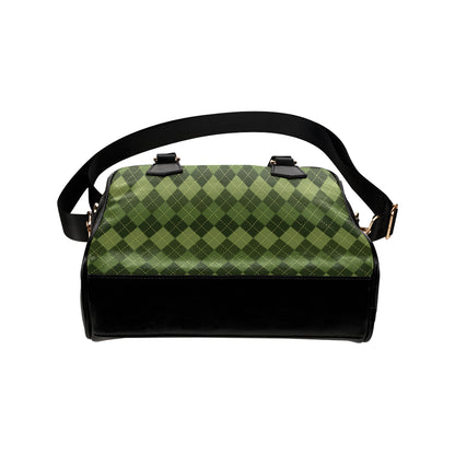 Argyle Green Pattern Print Design 01 Shoulder Handbag