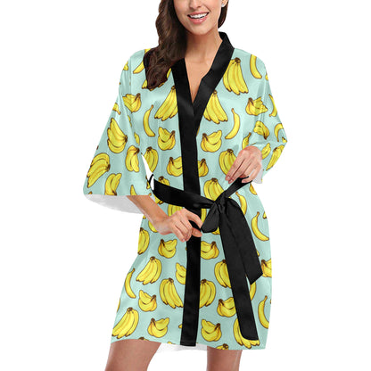 Banana Pattern Print Design BA04 Women's Short Kimono