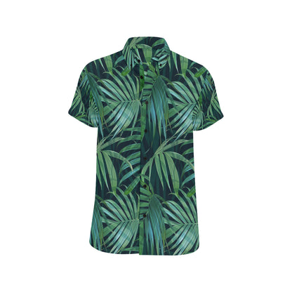 Tropical Flower Pattern Print Design TF011 Men's Short Sleeve Button Up Shirt