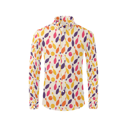 Bowling Pattern Print Design 06 Men's Long Sleeve Shirt