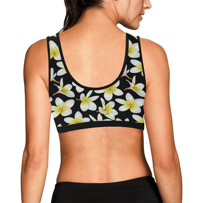 Yellow Plumeria Hawaiian Flowers Sports Bra